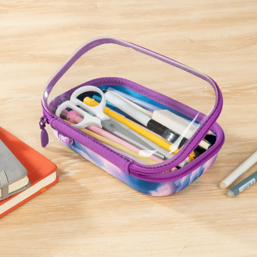 Clear Top Pencil Box for Girls | Rainbow Pencil Case for School